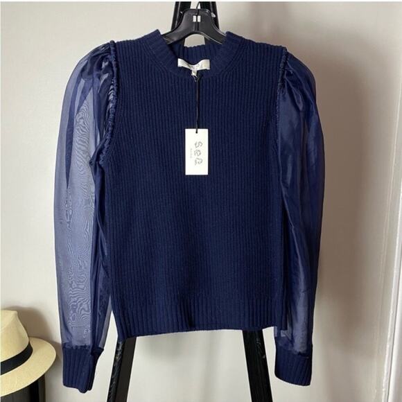 NWT NEW Sea New York Navy Knit Sweater - Picture 3 of 5